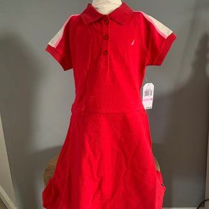 NAUTICA COLORBLOCK SLEEVE POLO DRESS RED NEW!  5,6